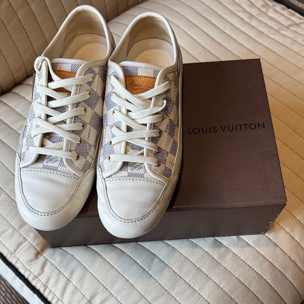 Louis Vuitton Cream and Gray Women's Sneakers